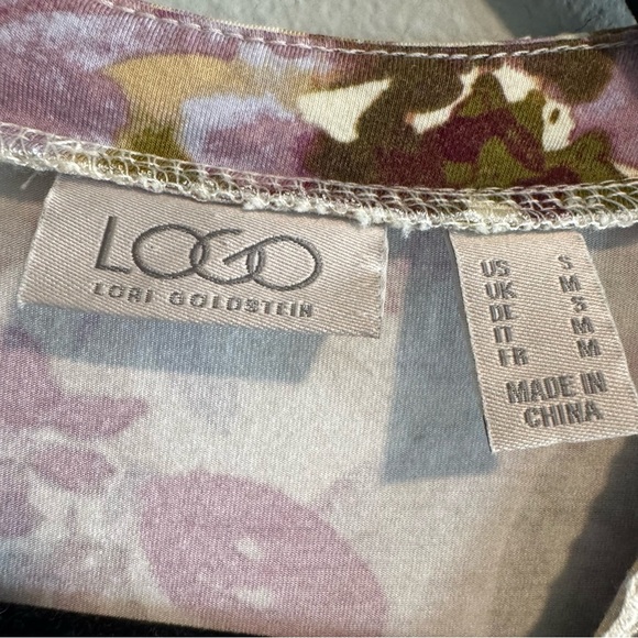 LOGO Floral Button Up Shirt V Neck Stretch Soft Comfort Casual S - Picture 7 of 8